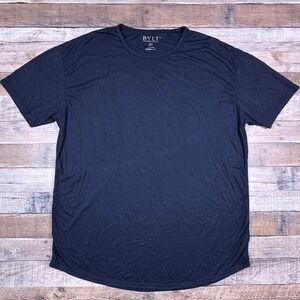 BYLT Premium Basics Mens XXL Navy Blue Ribbed Drop-Cut Short Sleeve T-Shirt